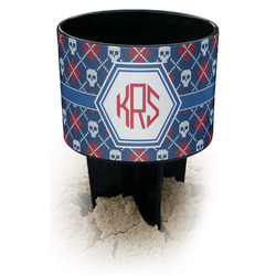 Knitted Argyle & Skulls Black Beach Spiker Drink Holder (Personalized)