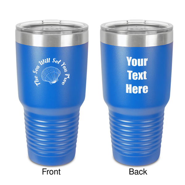 Custom Sea Shells 30 oz Stainless Steel Tumbler - Royal Blue - Double-Sided (Personalized)