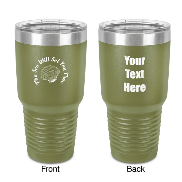 Custom Sea Shells 30 oz Stainless Steel Tumbler - Olive - Double-Sided (Personalized)