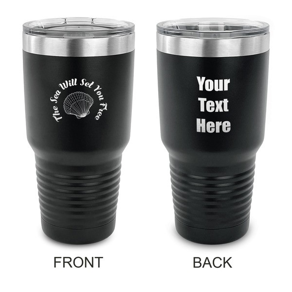 Custom Sea Shells 30 oz Stainless Steel Tumbler - Black - Double Sided (Personalized)