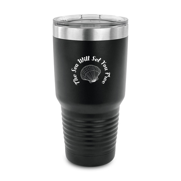 Custom Sea Shells 30 oz Stainless Steel Tumbler - Black - Single Sided (Personalized)