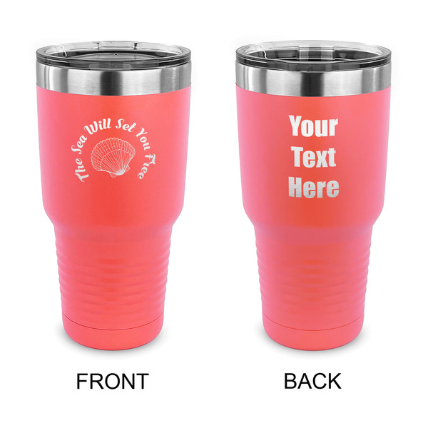 Custom Sea Shells 30 oz Stainless Steel Tumbler - Coral - Double Sided (Personalized)