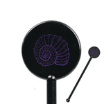 Sea Shells 5.5" Round Plastic Stir Sticks - Black - Double Sided