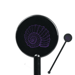 Sea Shells 5.5" Round Plastic Stir Sticks - Black - Single Sided