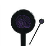 Sea Shells 7" Round Plastic Stir Sticks - Black - Double Sided