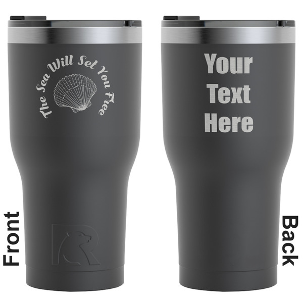 Custom Sea Shells RTIC Tumbler - Black - Engraved Front & Back (Personalized)