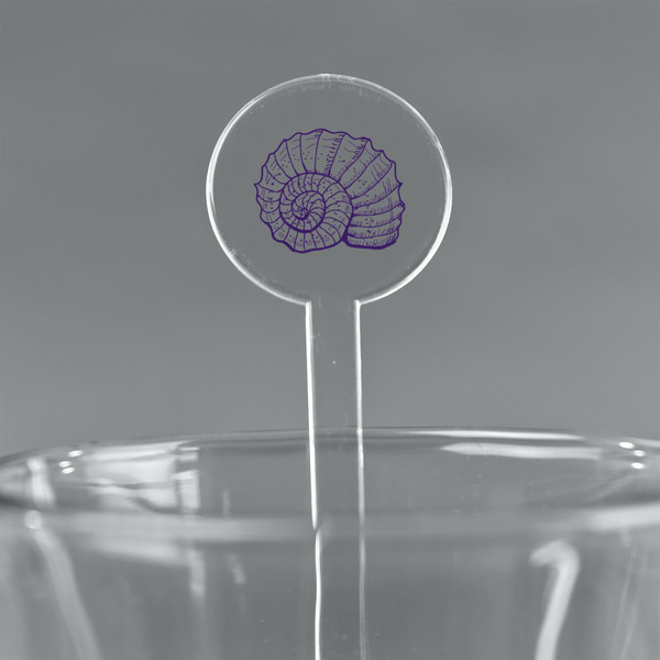 Custom Sea Shells 7" Round Plastic Stir Sticks - Clear