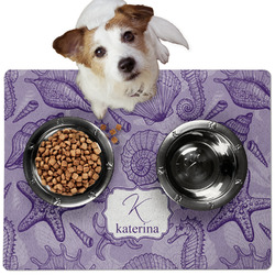 Sea Shells Dog Food Mat - Medium w/ Name and Initial