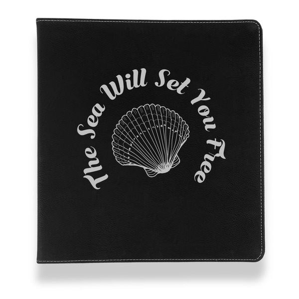 Custom Sea Shells Leather Binder - 1" - Black (Personalized)