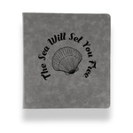 Sea Shells Leather Binder - 1" - Grey (Personalized)