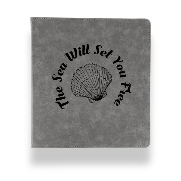 Custom Sea Shells Leather Binder - 1" - Grey (Personalized)