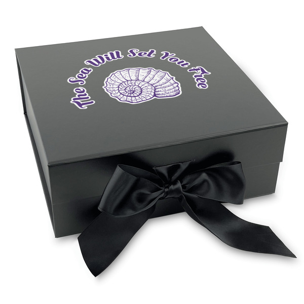 Custom Sea Shells Gift Box with Magnetic Lid - Black