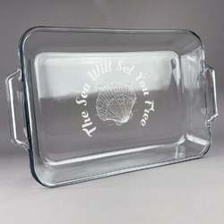 Sea Shells Glass Baking Dish with Truefit Lid - 13in x 9in (Personalized)