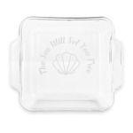 Sea Shells Glass Cake Dish with Truefit Lid - 8in x 8in (Personalized)