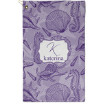 Sea Shells Golf Towel - Poly-Cotton Blend - Small w/ Name and Initial