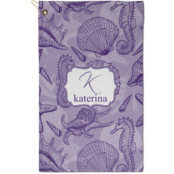 Sea Shells Golf Towel - Poly-Cotton Blend - Small w/ Name and Initial