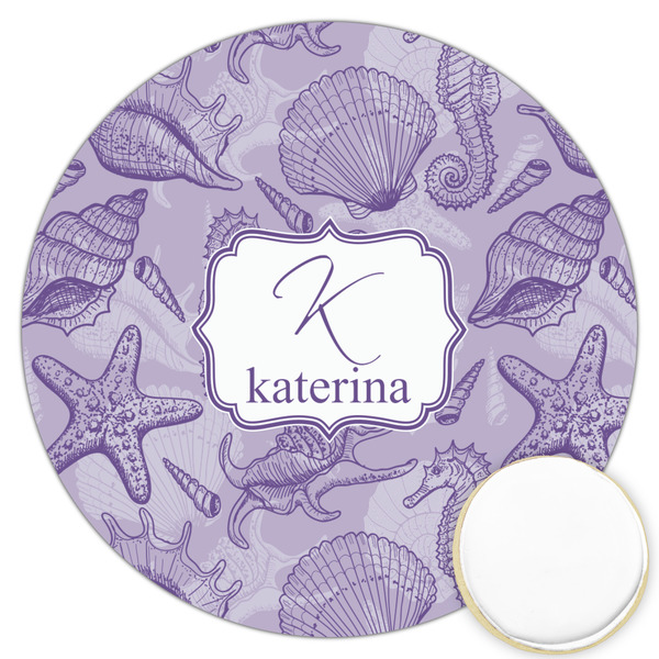 Custom Sea Shells Printed Cookie Topper - 3.25" (Personalized)