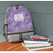 Sea Shells Large Backpack - Gray - On Desk