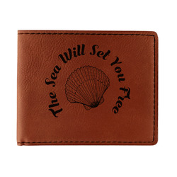 Sea Shells Leatherette Bifold Wallet - Double Sided (Personalized)