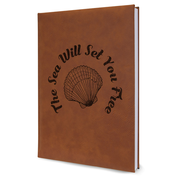 Custom Sea Shells Leather Sketchbook - Large - Double Sided (Personalized)