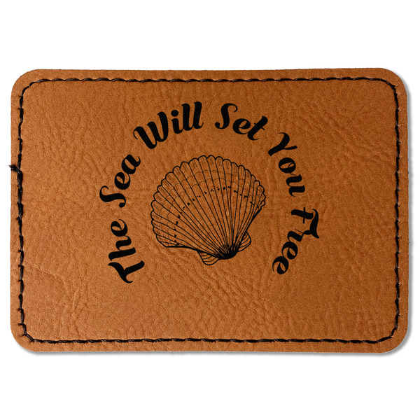 Custom Sea Shells Faux Leather Iron On Patch - Rectangle (Personalized)