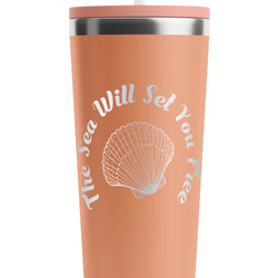 Sea Shells RTIC Everyday Tumbler with Straw - 28oz - Peach - Double-Sided (Personalized)