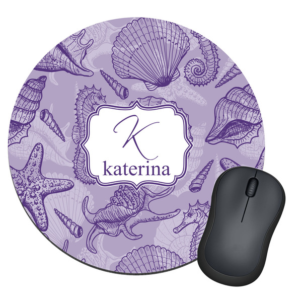 Custom Sea Shells Round Mouse Pad (Personalized)