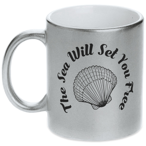 Custom Sea Shells Metallic Silver Mug (Personalized)