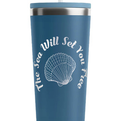 Sea Shells RTIC Everyday Tumbler with Straw - 28oz - Steel Blue - Double-Sided (Personalized)