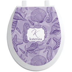 Sea Shells Toilet Seat Decal - Round (Personalized)