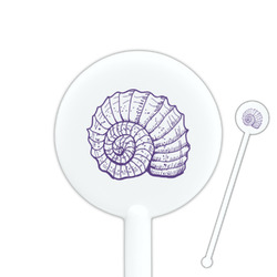 Sea Shells 5.5" Round Plastic Stir Sticks - White - Single Sided