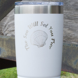 Sea Shells 20 oz Stainless Steel Tumbler - White - Single Sided (Personalized)