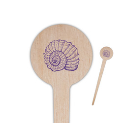 Sea Shells 4" Round Wooden Food Picks - Single Sided