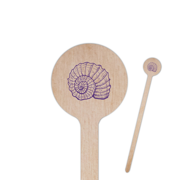 Custom Sea Shells 7.5" Round Wooden Stir Sticks - Double Sided