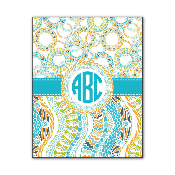 Custom Teal Circles & Stripes Wood Print - 11x14 (Personalized)