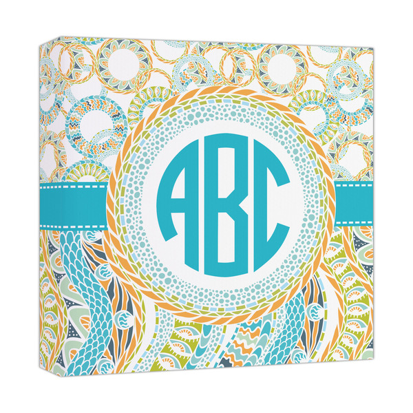 Custom Teal Circles & Stripes Canvas Print - 12x12 (Personalized)