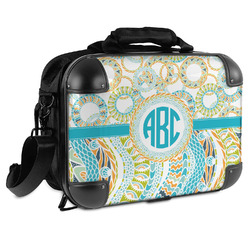 Teal Circles & Stripes Hard Shell Briefcase - 15" (Personalized)