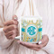 Teal Circles & Stripes 20oz Coffee Mug - LIFESTYLE