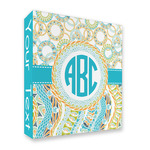 Teal Circles & Stripes 3 Ring Binder - Full Wrap - 2" (Personalized)