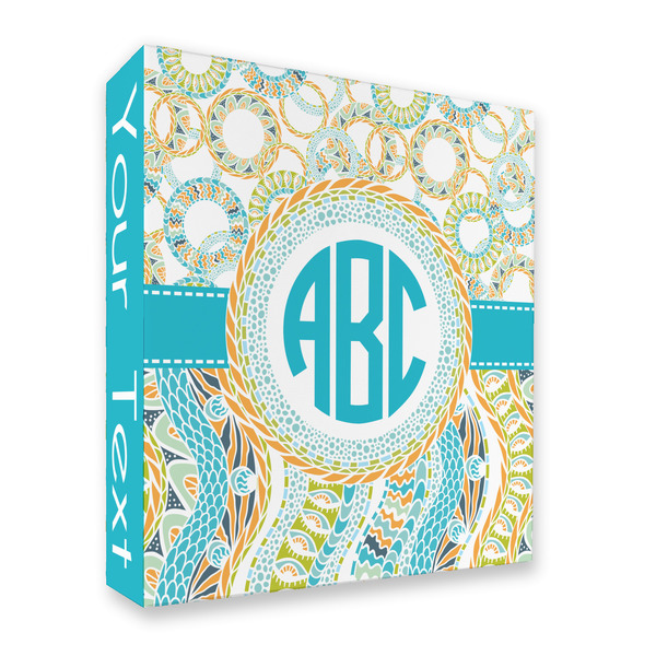 Custom Teal Circles & Stripes 3 Ring Binder - Full Wrap - 2" (Personalized)