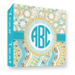 Teal Circles & Stripes 3 Ring Binder - Full Wrap - 3" (Personalized)