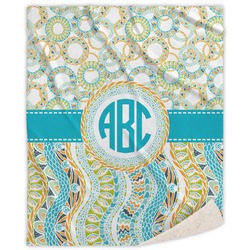 Teal Circles & Stripes Sherpa Throw Blanket - 50"x60" (Personalized)