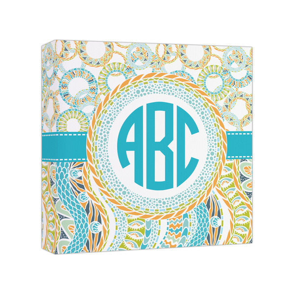 Custom Teal Circles & Stripes Canvas Print - 8x8 (Personalized)