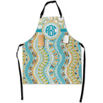 Teal Circles & Stripes Apron With Pockets w/ Monogram