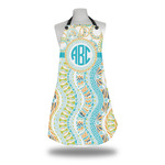 Teal Circles & Stripes Apron w/ Monogram