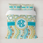 Teal Circles & Stripes Duvet Cover (Personalized)
