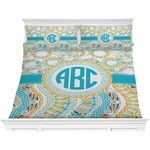 Teal Circles & Stripes Comforter Set - King (Personalized)