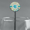 Teal Circles & Stripes Black Plastic 5.5" Stir Stick - Round - Main