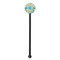 Teal Circles & Stripes Black Plastic 5.5" Stir Stick - Round - Single Stick