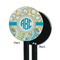 Teal Circles & Stripes Black Plastic 5.5" Stir Stick - Single Sided - Round - Front & Back